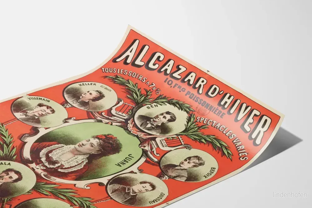 Vintageposter Alcazar d'Hiver Spectacles Variés 10 Frg Poissonnière - Bild 3