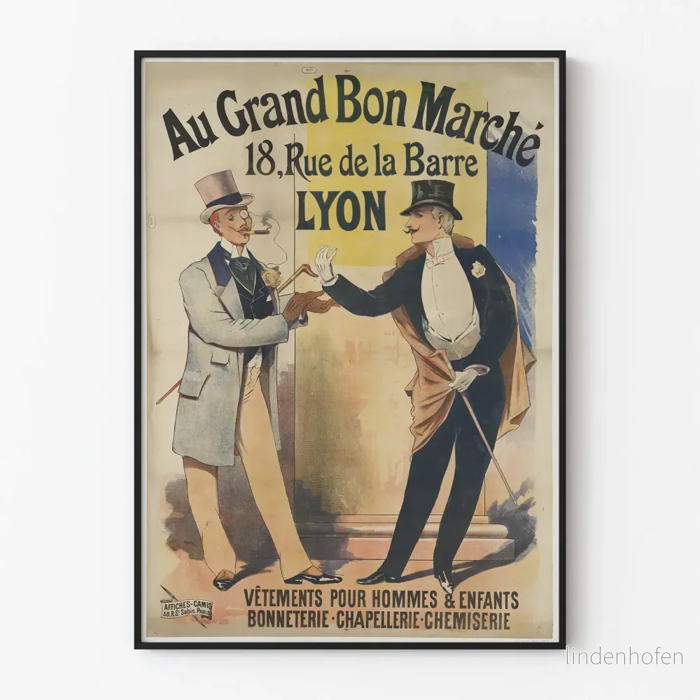 Vintageposter Au Grand Bon Marché Lyon - Maskulin väggdekoration