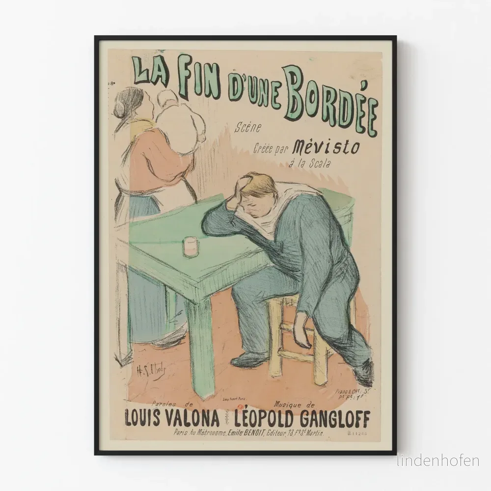 Vintageposter La Fin d'une Bordée - Väggdekoration av konstnären Mévisto
