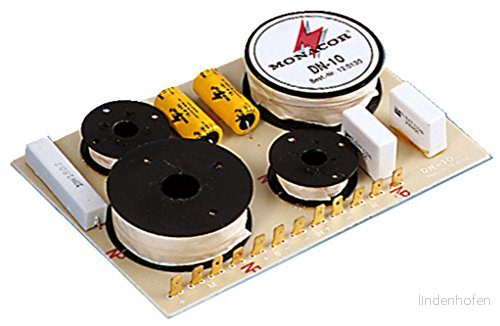 Monacor DN 10, Komponent delningsfilter, 3 vägs systems, 100 W, 8 O, 800 4500 hz, Svart 4007754004441