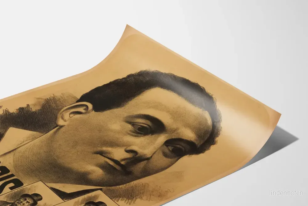Vintage porträttaffisch av H. Plessis - Retro väggdekoration - Bild 3