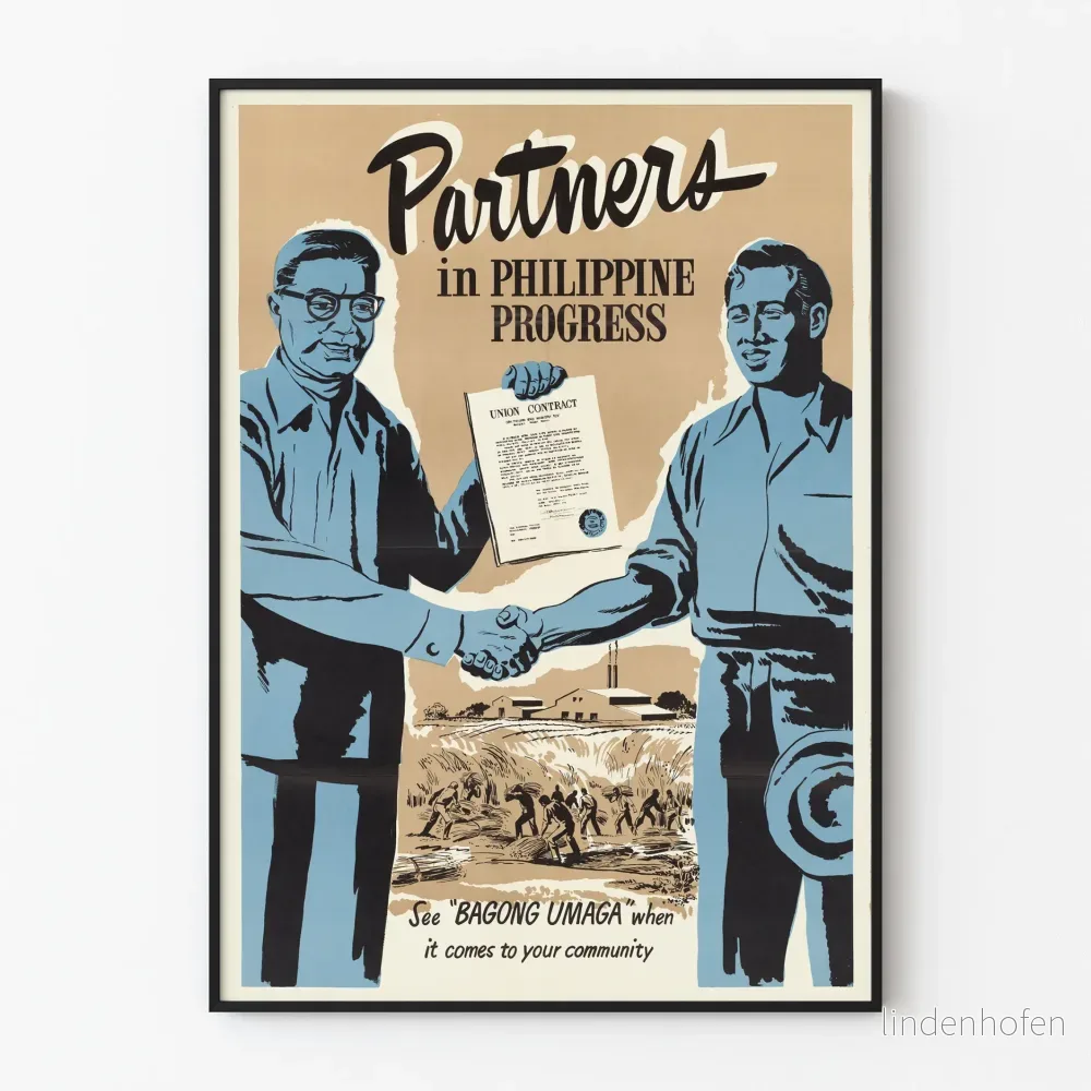 Vintageposter Partners in Philippine Progress – Historisk väggdekoration