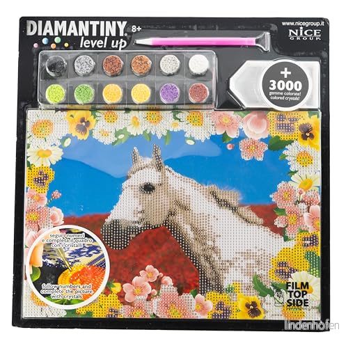 DIAMANTINY 96206, Level Up Nice Group Creative Art, Diamond Painting Kit skapar mosaik, WILD, Vit Häst, Multifärg 8056779962065