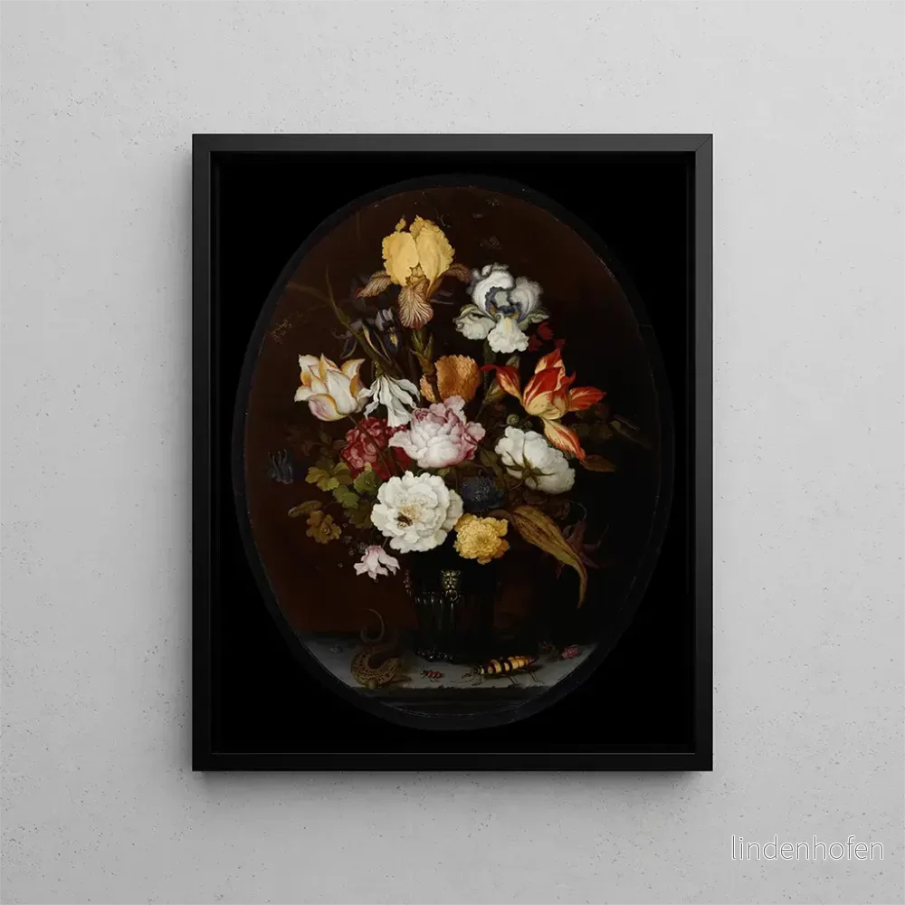 Målning av blomsterstilleben i ett glasvas – Balthasar van der Ast | Konsttryck