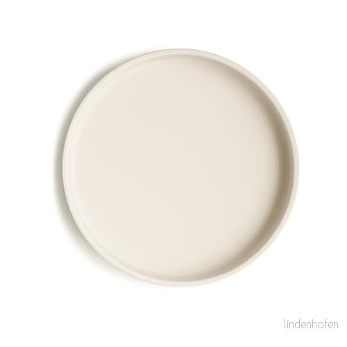 Mushie Klassisk Silikontallrik med Sugkopp Halkfri Baby Indelad Tallrik för Bebisar och Småbarn Material: Livsmedelsgodkänd Silikon Diskmaskin Mikrovågssäker Ivory 810052467467