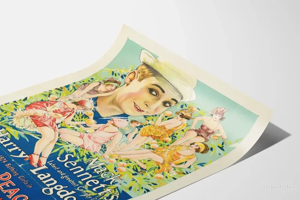 Vintageposter med Picking Peaches med Harry Langdon och badande kvinnor från 1920-talet - Bild 3