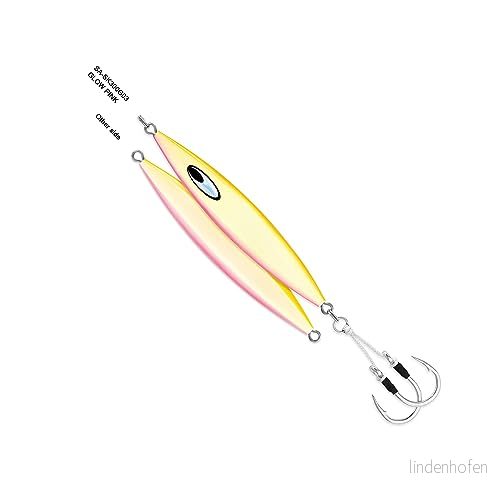 Daiwa Unisex Jig Saltwater SA SK110G03 Saltiga SLK MetalJig, 113 g, 7/0 Assist Krokar, Glow, Multi, En storlek 43178152621
