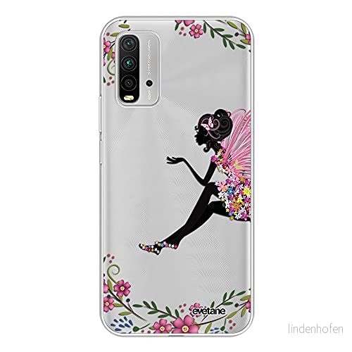 Evetane Xiaomi Redmi 9T kompatibelt silikonfodral 360 integrerat skydd, tunt och genomskinligt främre bakre fodral hög motståndskraft blommig älva 3616720297827