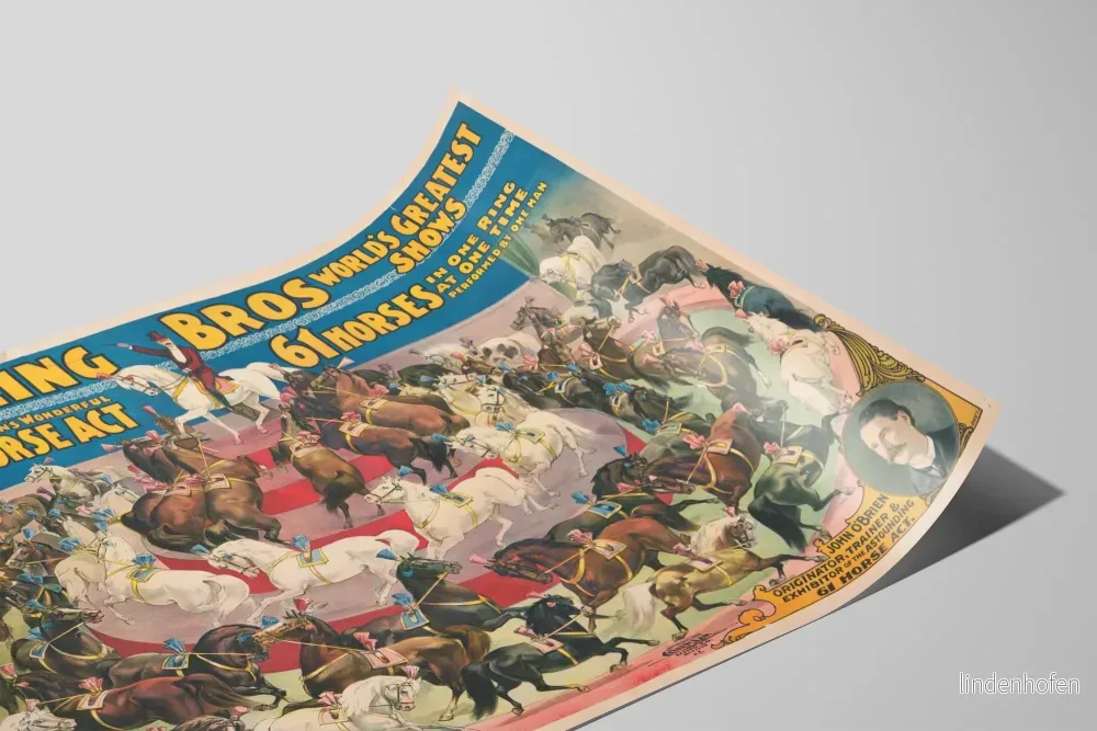 Vintageposter Ringling Bros 61 hästar ridshow - Bild 2