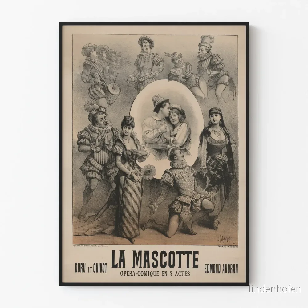 Vintageposter La Mascotte Opéra-Comique i 3 akter