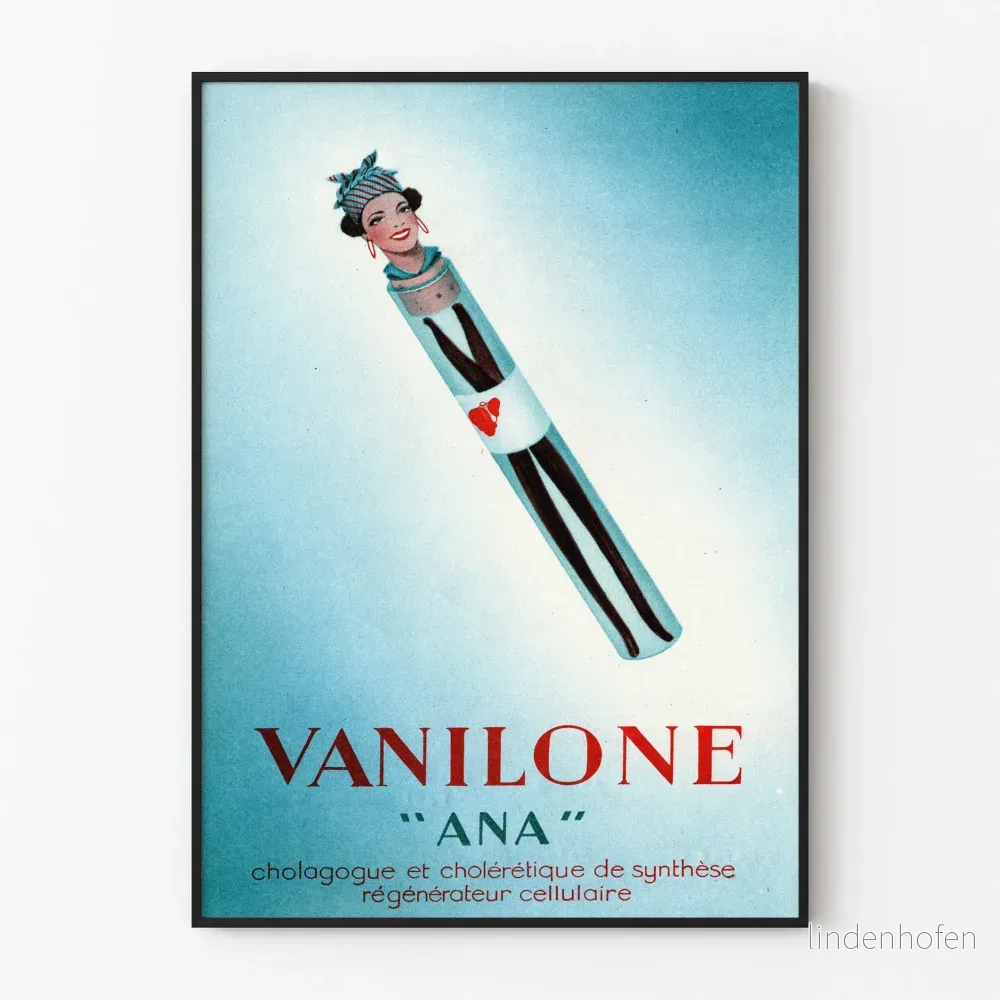 Vintageposter Vanilone 'ANA' retro väggdekoration