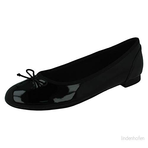 Clarks Dam Couture Bloom Ballet Flat, Svart lack, 43 EU 5050406060202