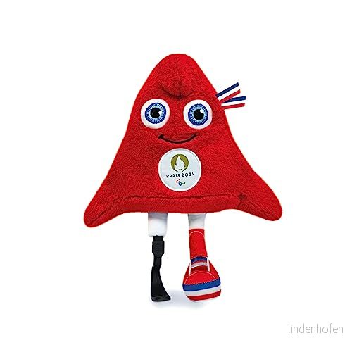 DOUDOU ET COMPAGNIE Paralympisk fryge plysch 25 cm officiell maskot JOP Paris 2024 röd från de paralympiska spelen frygisk hattform JO2410 3700335254105