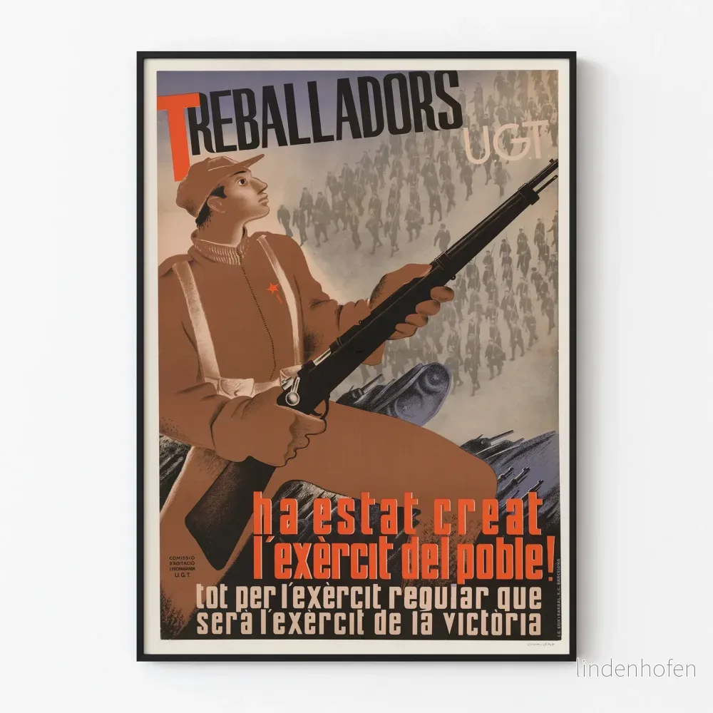 Vintageaffisch för militanta arbetare UGT väggdekoration