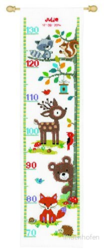 Vervaco Räkningsprovpaket djur skog II Aida korsstygnspaket för räkning, vit, 18 x 70 0,3 cm 5413480423255