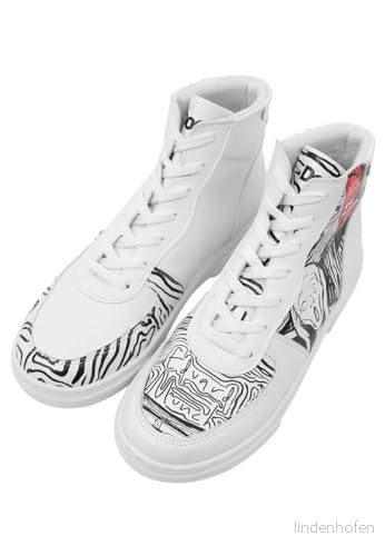 DOGO Dam veganläder vit hög sneakers Edvard Munch The Scream Muse mönster, Material: Polyester, 40 EU 8680544244997