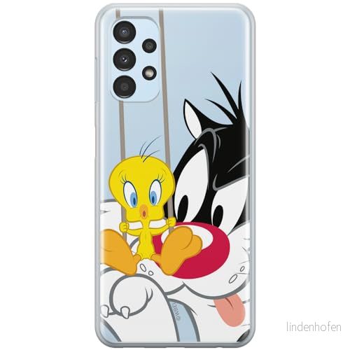 ERT GROUP mobiltelefonfodral för Samsung A13 4G originalt och officiellt licensierat Looney Tunes mönster Sylvester & Tweety 002 anpassad till formen på mobiltelefonen, gedeeltelijk transparant 5904805543043