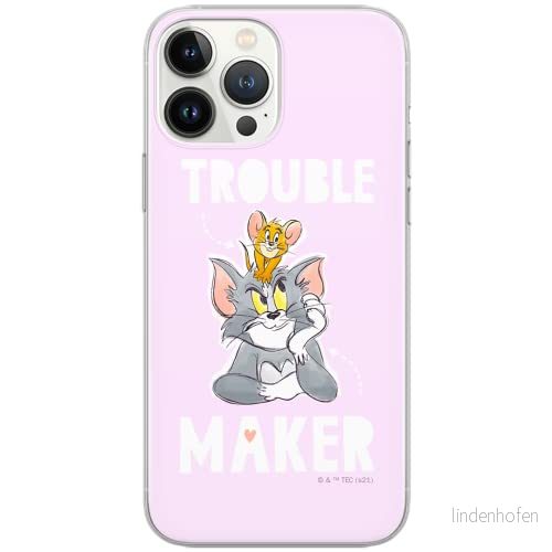 ERT GROUP mobiltelefonfodral för Iphone 13 PRO MAX originalt och officiellt licensierat Tom and Jerry mönster 006 Vit optimalt anpassad, fodral tillverkad av TPU plast 5904805254956