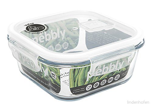 Pebbly PKV 800CB höger behållare med 2 lufttäta fack 800 ml, borosilikatglas, polypropen, silikon, transparent, 15,6 x 7,2 cm 3760132811888