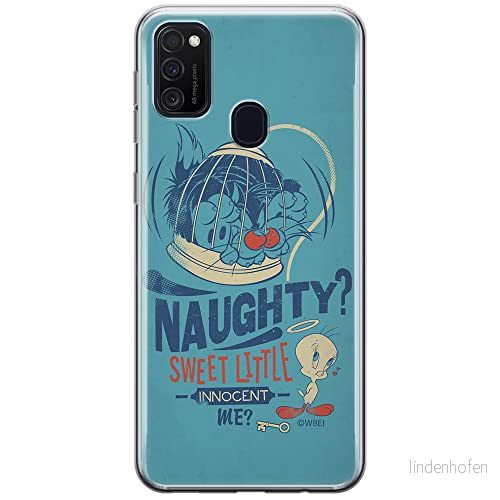 ERT GROUP mobiltelefonfodral för Samsung M21 originalt och officiellt licensierat Looney Tunes mönster Sylvester & Tweety 001 anpassad till formen på mobiltelefonen, fodral tillverkad av TPU plast 5903040484272