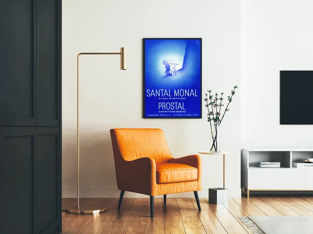 Vintage reklamposter Santal Monal Prostal blå metylén - Bild 2