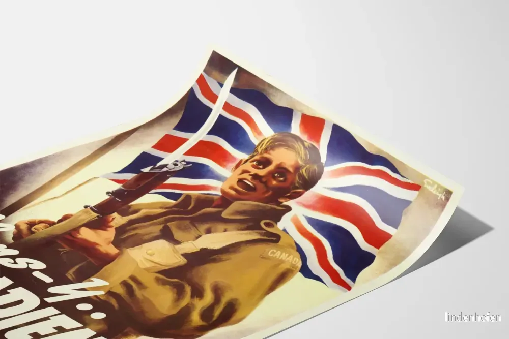 Vintageposter Allons-y Canadiens för patriotisk väggdekoration - Bild 3