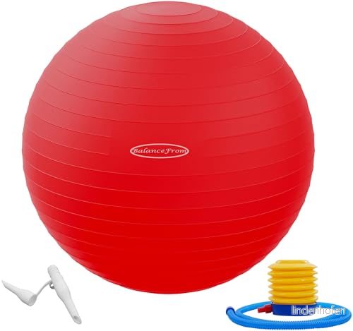 BalanceFrom anti bristande och halkfri träningsboll yogaboll fitnessboll förlossningsboll med snabb pump, 0,9 kg kapacitet (4855 cm, M, röd) 810963031818