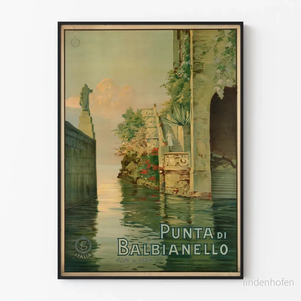 Poster Punta di Balbianello - Vintage väggdekoration från Comosjön