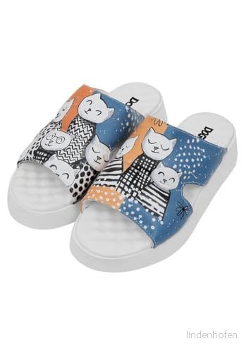 DOGO Dam veganläder flerfärgade tofflor familjeporträtt mönster, Material: Polyester, 36 EU 8680544272372