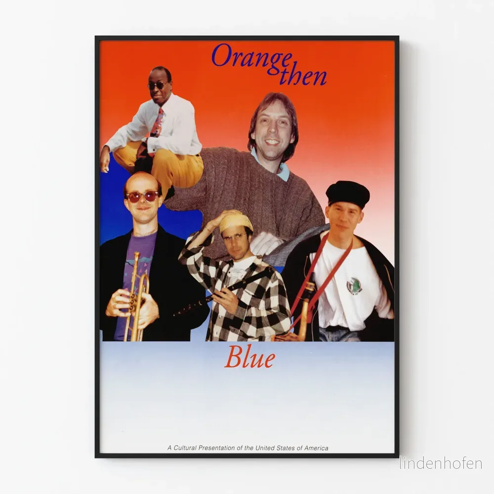 Orange-och-blå poster i gradient med porträtt