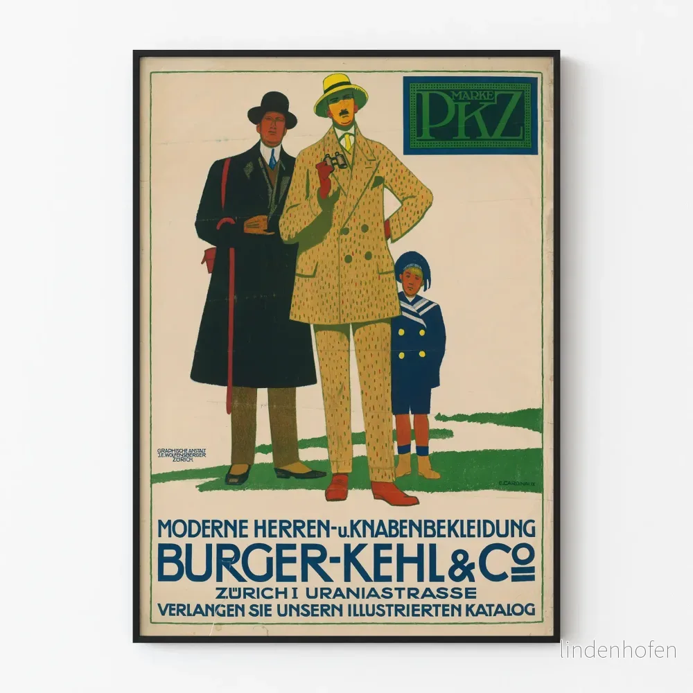 Vintageposter Burger-Kehl & Co - Modern mode för män och pojkar
