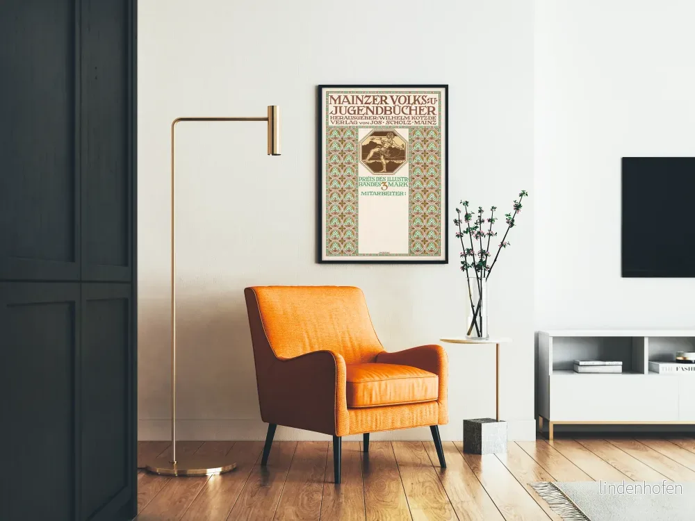Vintageposter Mainzer Volks-und Jugendbücher - Retro tavelväggsdekoration på tyska - Bild 2