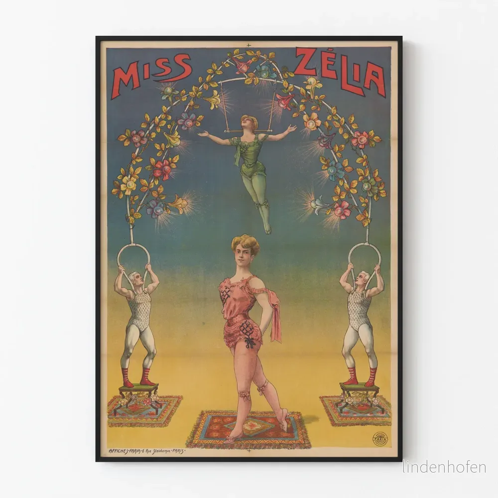Vintageposter Miss Zélia - Konstnärlig cirkustapet för väggdekoration