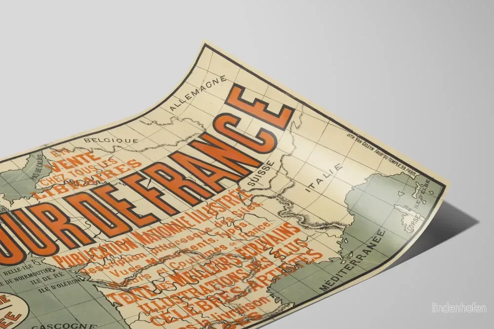 Vintageposter av Tour de France – Illustrerad karta över Frankrike och dess regioner - Bild 2