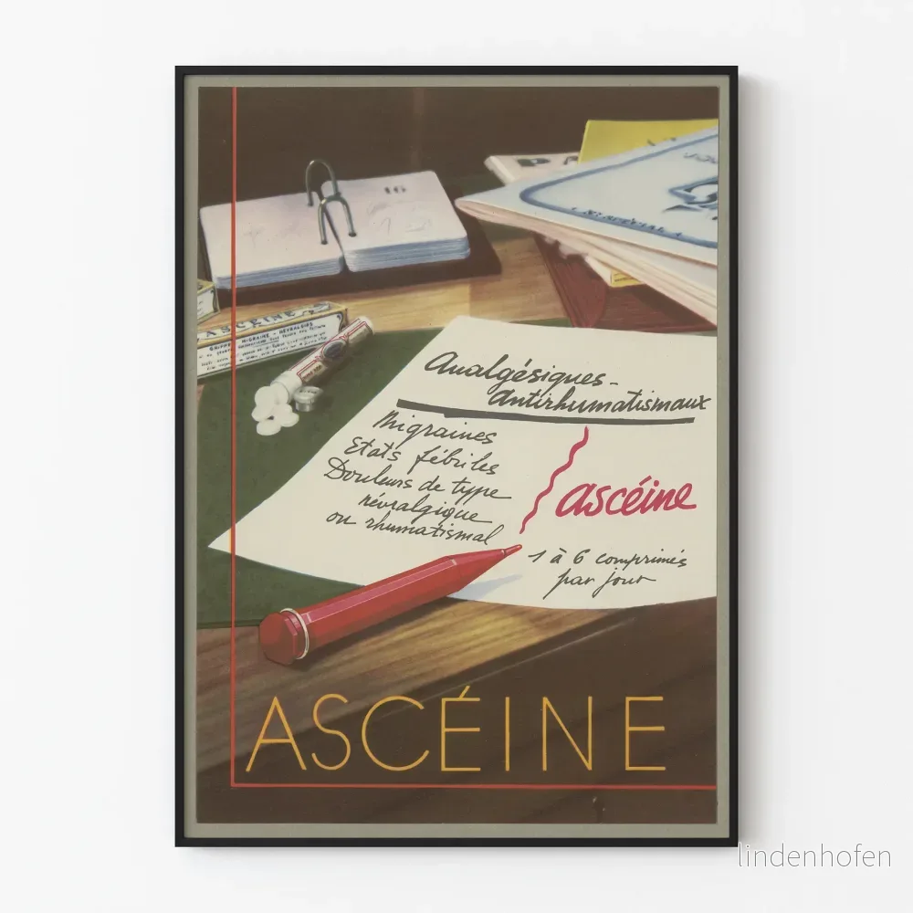 Vintageaffisch Ascéine - Retro medicinsk väggdekoration
