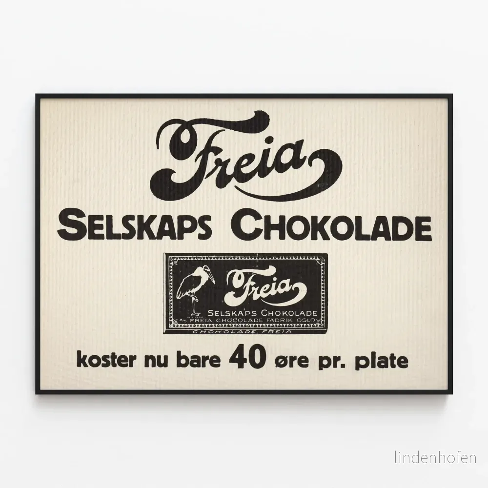 Vintageposter för Freia Selskaps Chokolade väggdekoration