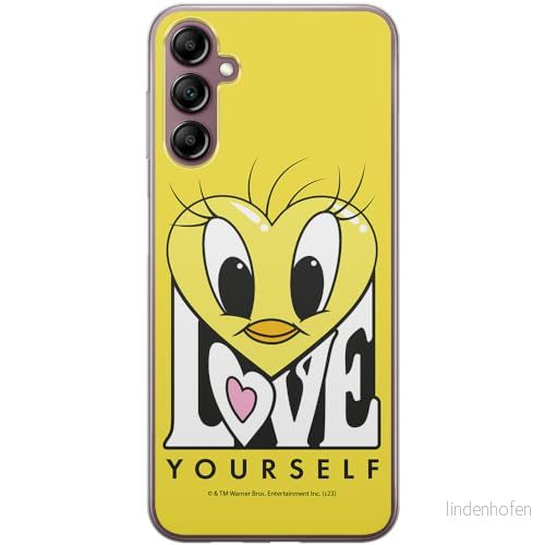 ERT GROUP mobiltelefonfodral för Samsung A14 4G/5G originalt och officiellt licensierat Looney Tunes mönster Tweety 015 anpassad till formen på mobiltelefonen, fodral tillverkad av TPU plast 5905795097868
