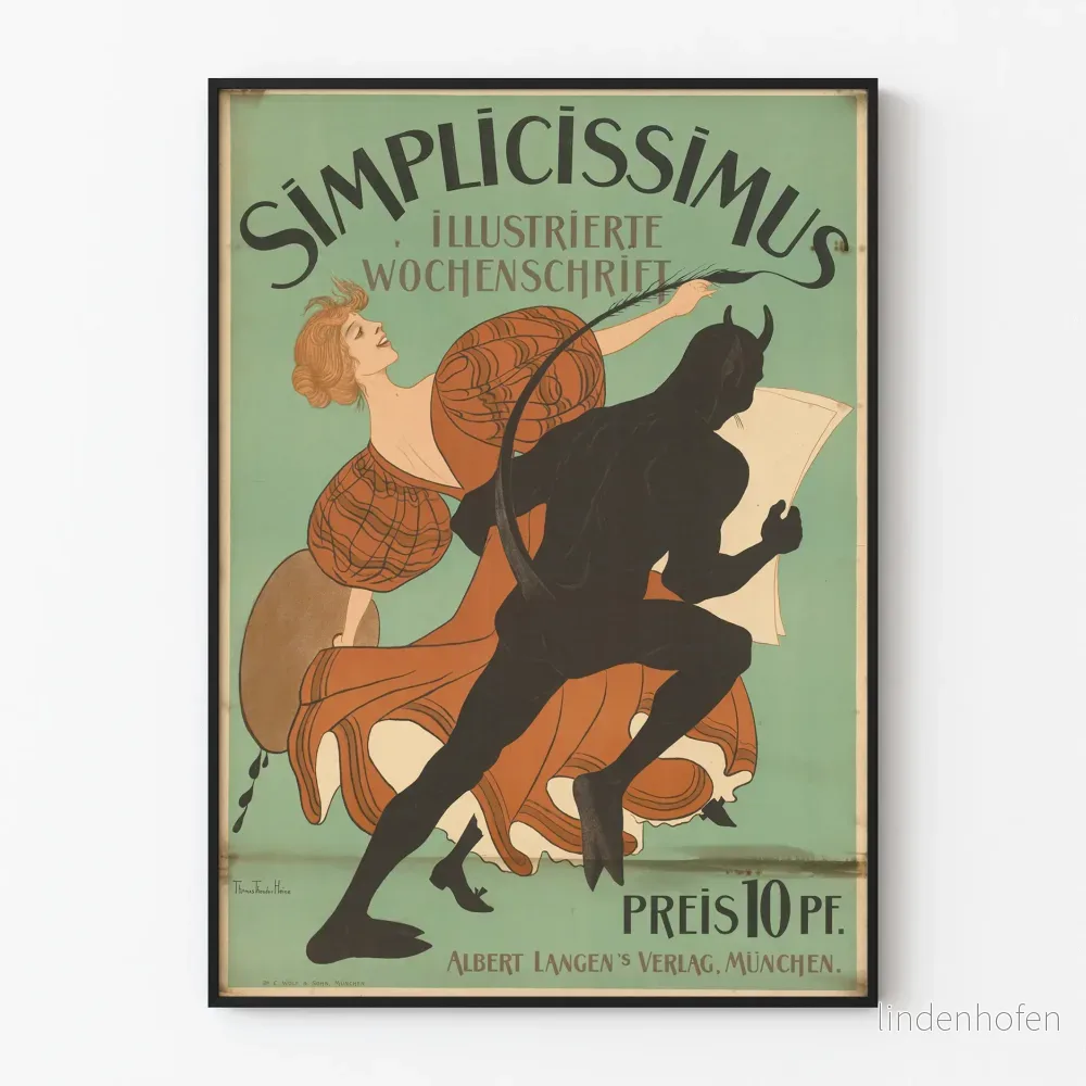 Vintageposter Simplicissimus illustrerad Wochen Schrift