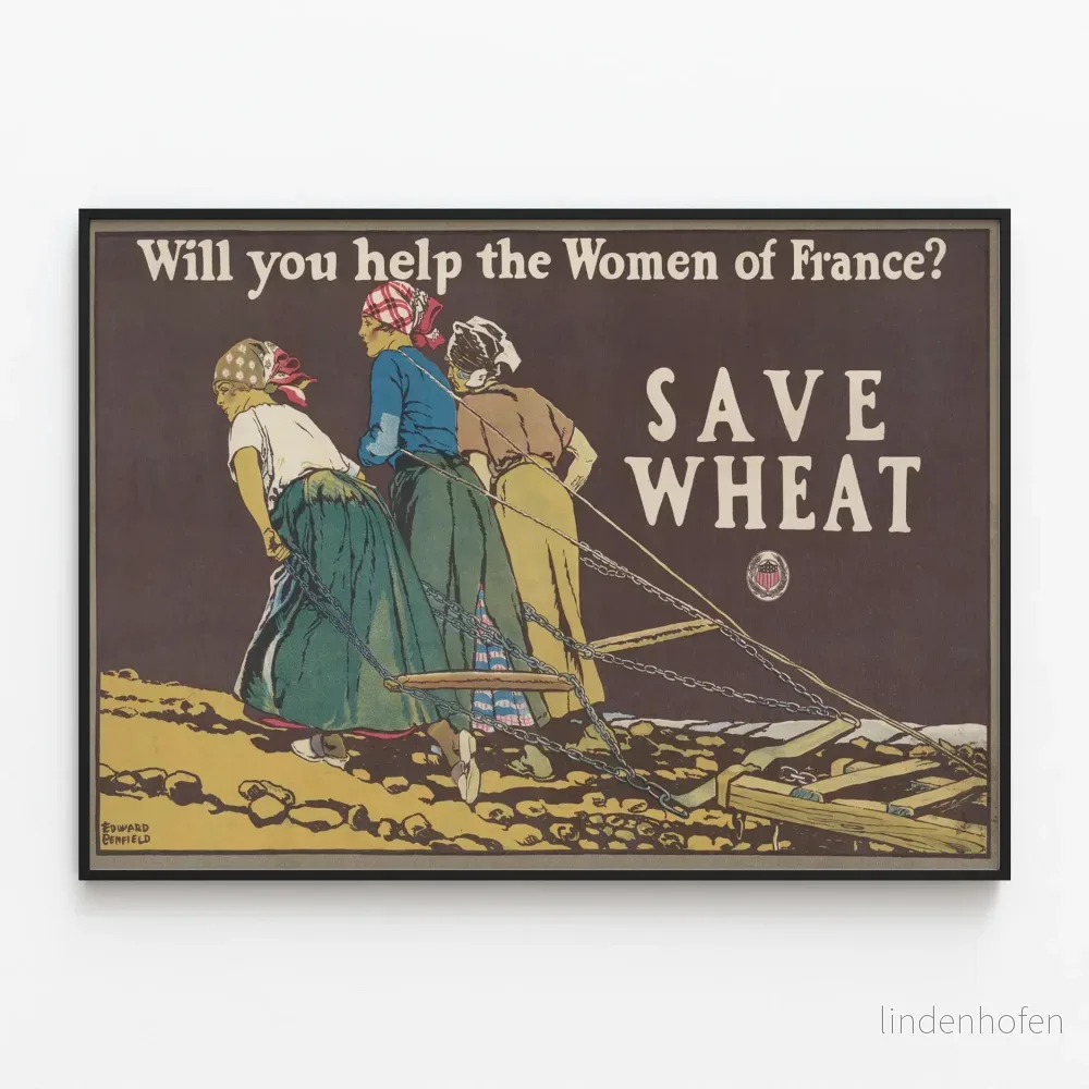 Vintageposter « Save Wheat » – Franska kvinnor för veteodlingens kultur