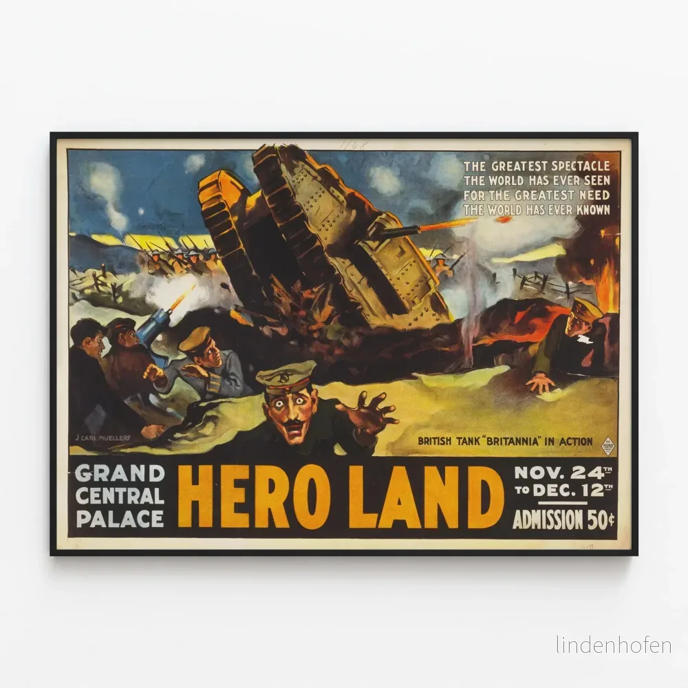 Vintageaffisch Hero Land Militär och Krig