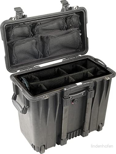 PELI 1440 vattentät topplastad väska, IP67 klassad, 34 liters kapacitet, tillverkad i USA, med stoppade avdelare, svart 19428063511