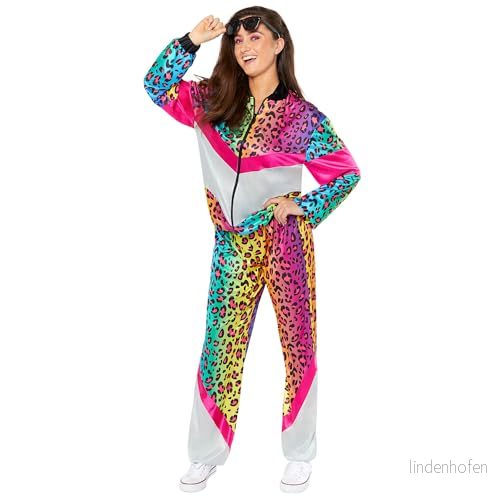 amscan 9919053 unisex 1980 tals neon djurtryck skaldräkt vuxna maskeraddräkt (bröststorlek: 102 cm) 194099149853
