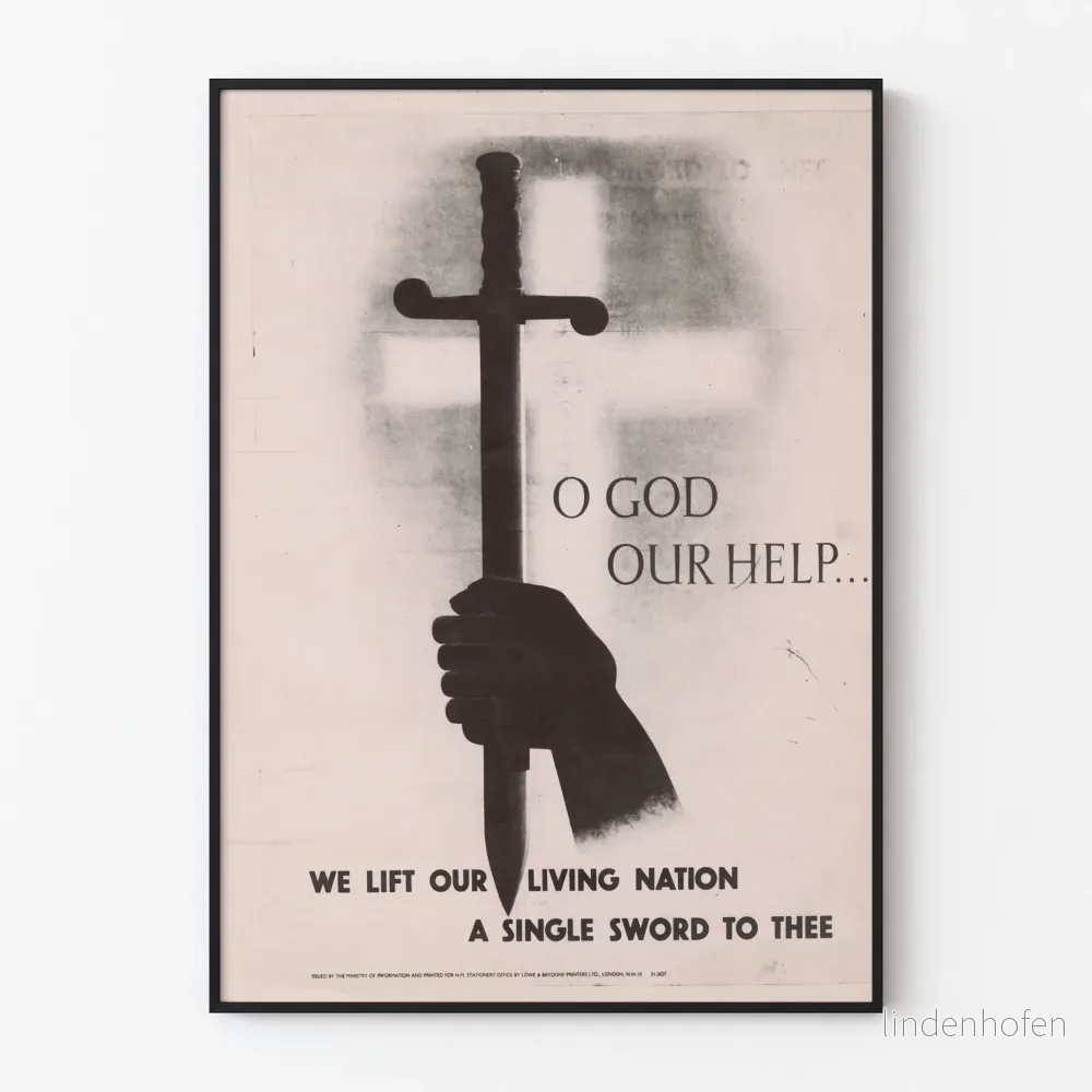 Väggposter vintage O Gud vår hjälp - Inspirerande väggdekoration