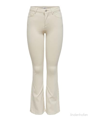 ONLY Onlblush Life Mid Flared Jeans, Ecru, XS W x 34L 5715095536376