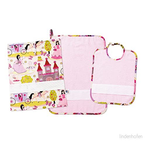 Filet set Asilo Tema prinsessa 100% bomull med broderi rosa 8057017879176