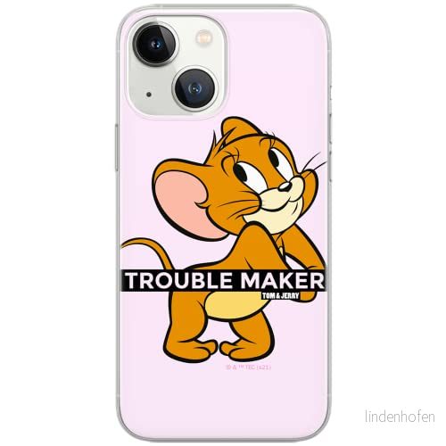 ERT GROUP mobiltelefonfodral för Iphone 13 MINI originalt och officiellt licensierat Tom and Jerry mönster 012 Vit optimalt anpassad, fodral tillverkad av TPU plast 5904805270369