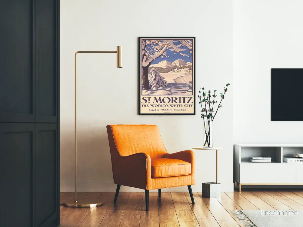 Vintageposter St Moritz Ville Blanche d'Engadine - Bild 2