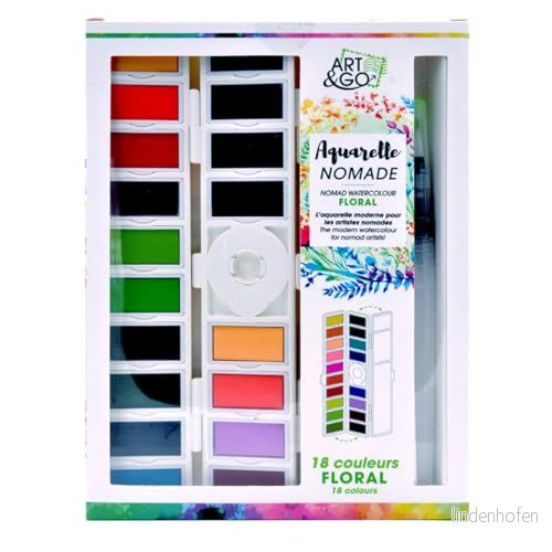 ART&GO Vattenfärg, blommig, 18 koppar 3700010424786
