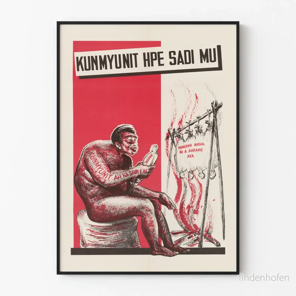 Vintage antikommunist propagandaposter i rött och svart