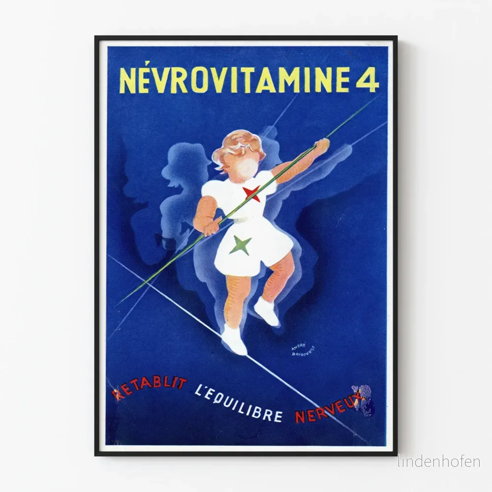 Vintageposter Névrovitamine 4 - Återställer Nervernas Balans